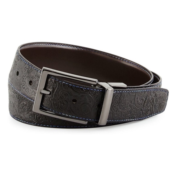 Black Robert Graham Mens Garrison Reversible Leather Belt